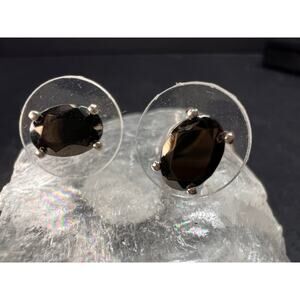 New Elite Shungite Rhodium Over Sterling Silver Oval Stud Earrings